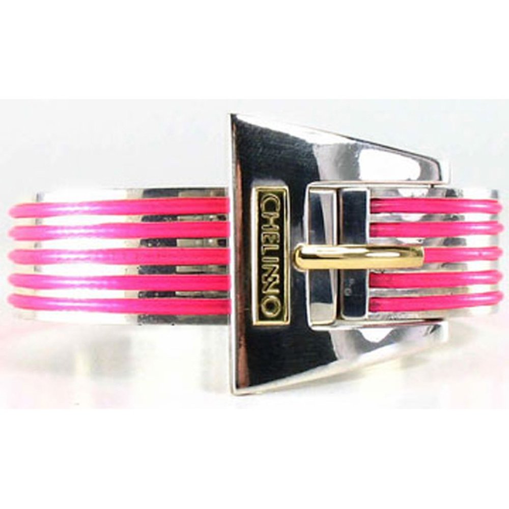 Authentic 1 of a kind sleek fashion forward Sterling Silver + 18K gold bracelet